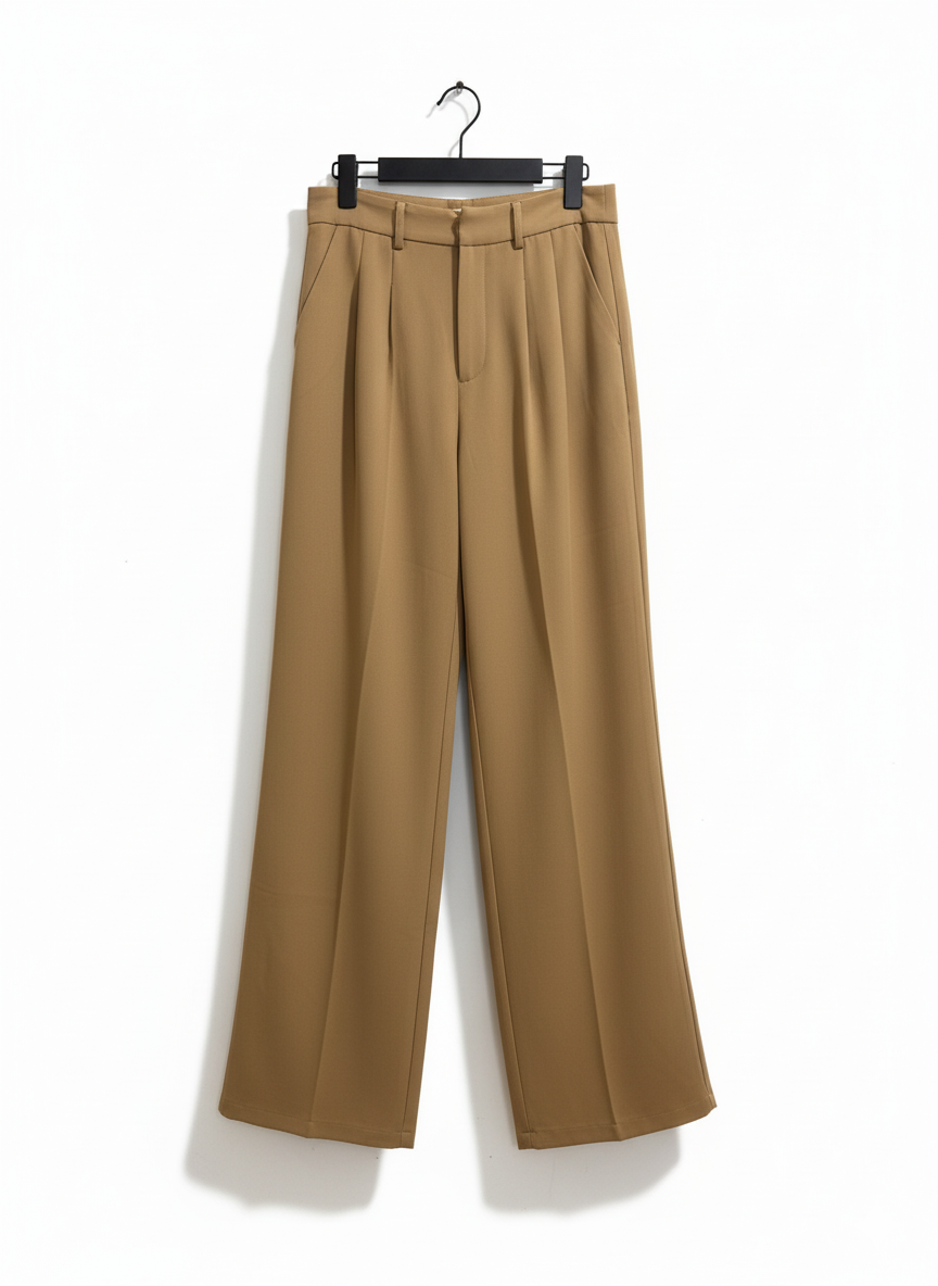 Pantalón Fluido Camel Pinzas