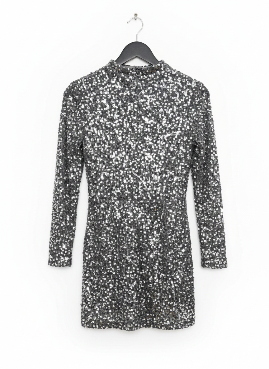 Vestido Gris Lentejuelas