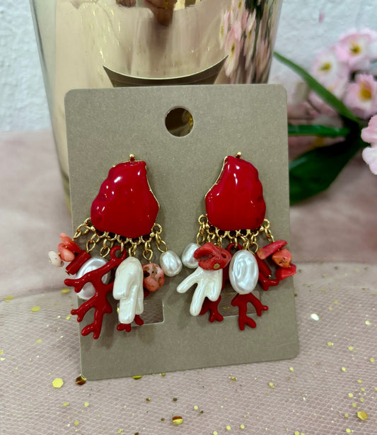 Pendientes Coral Metal