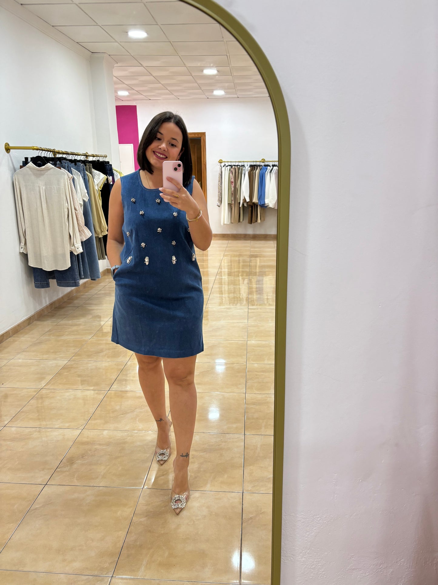 Vestido Denim Brillo