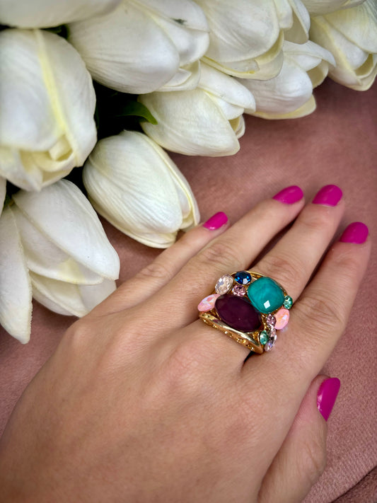 Anillo Cristales Colores