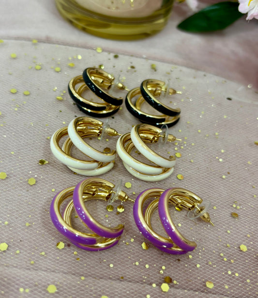 Pendientes Aro Triple Esmalte