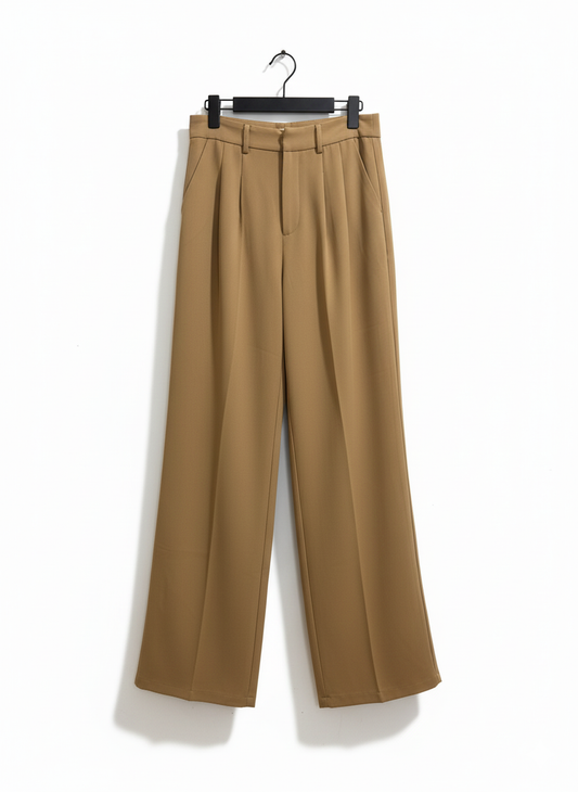 Pantalón Fluido Camel Pinzas