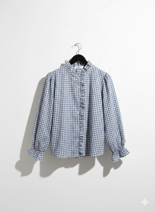 Camisa Vichy Celeste