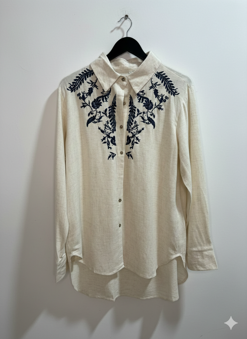 Camisa Lino Flores